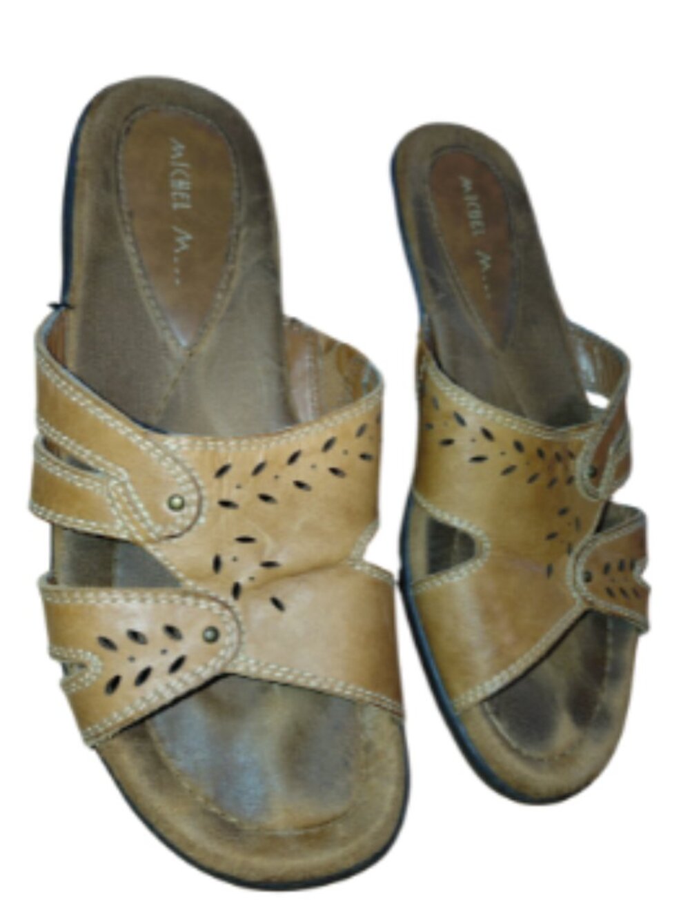 Michel M Sandals Handcrafted w/ Leather Brown Mules 7.5 Women’s Shoes